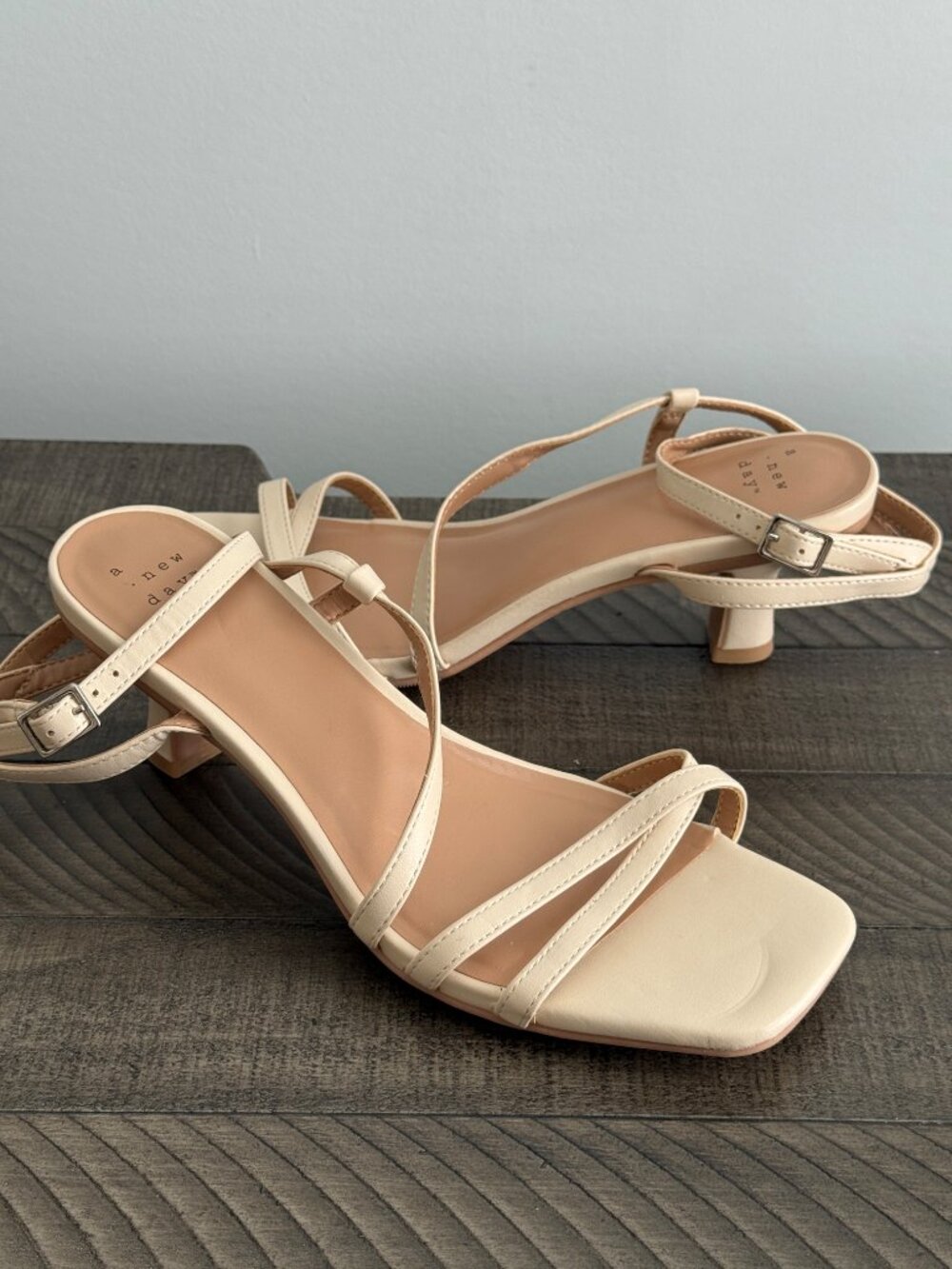 A New Day Women's Irena Strappy Heels Cream Size 8